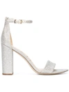 Sam Edelman Yaro High-heel Glittered Mesh Sandals In Grey
