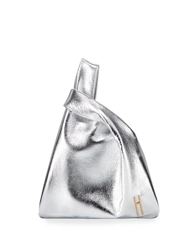 Hayward Mini Foiled Leather Shopper Tote Bag In Silver