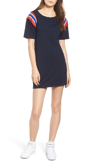 Pam & Gela Stripe-inset T-shirt Dress In Navy