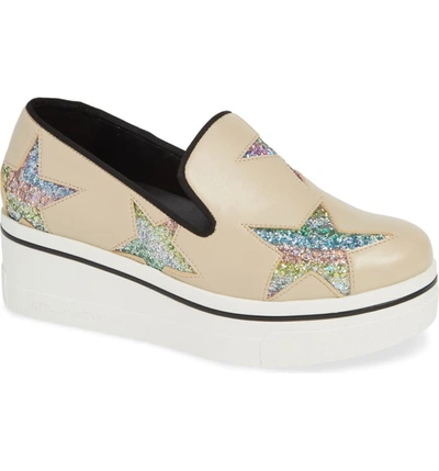 Stella Mccartney Women's Binx Rainbow Glitter Star Platform Sneakers In Magnolia