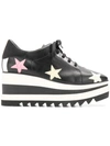 Stella Mccartney Elyse Stars Glitter Platform Sneakers In Ink Black