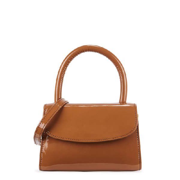 By Far Mini Patent Leather Cross-body Bag In Caramel | ModeSens