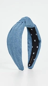 Lele Sadoughi Blue Knotted Denim Headband