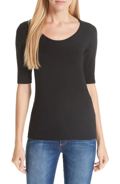 Majestic Soft Touch Elbow Sleeve Tee In Noir