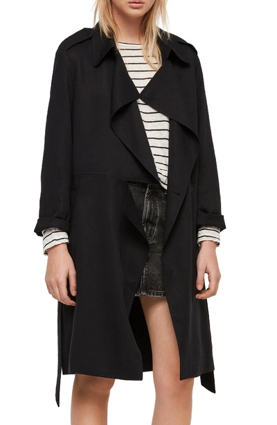 Allsaints Bexley Mac Trench Coat In Ink Navy | ModeSens