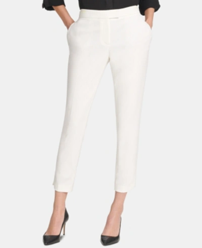 Dkny Essential Slim Leg Ankle Pants In Ivory