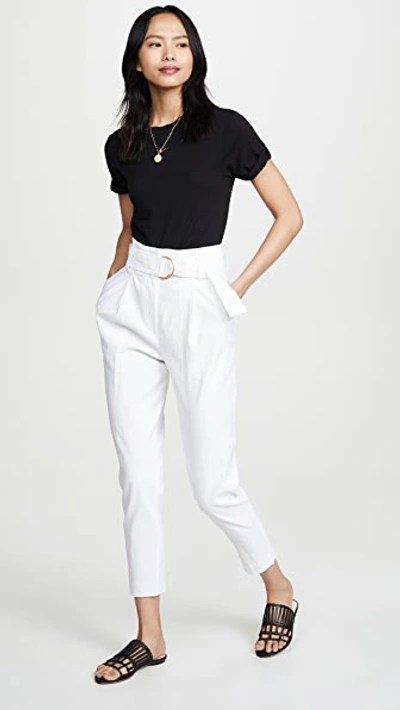 A.l.c Diego Belted Linen Blend Trousers In Gesso