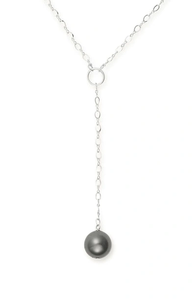 Alex And Ani Swarovski Imitation Pearl Y-necklace In Sterling Silver
