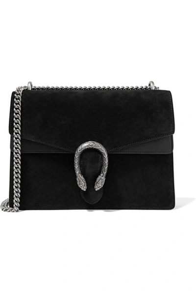 Gucci Dionysus Medium Suede And Leather Shoulder Bag In Black