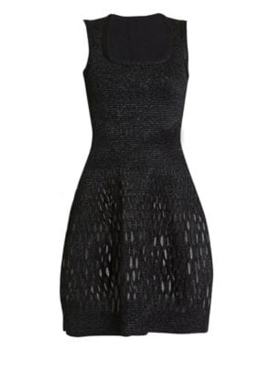 Alaïa Diaphane Squareneck Dress In Noir