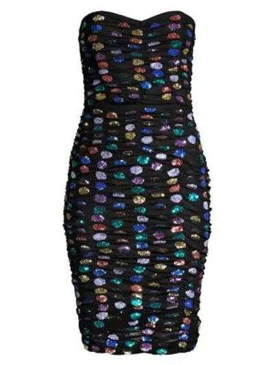 Retrofte Women's Rachel Strapless Rainbow Crystal Embellished Bodycon Dress  In Black | ModeSens