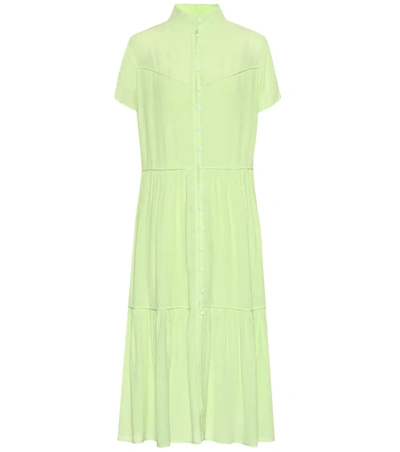 Rag & Bone Libby Tiered Seam Crinkle Dress In Lime Green