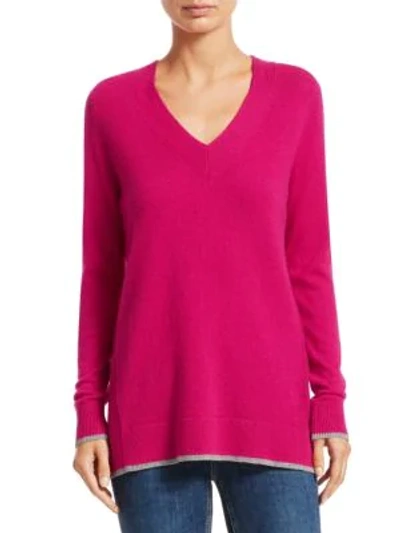 Rag & Bone Yorke Cashmere V-neck Sweater With Mesh Panels In Pink
