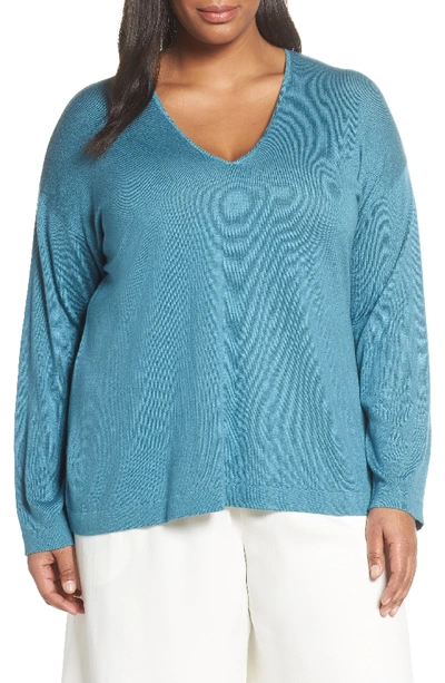 Eileen Fisher Silk & Cashmere Sweater In River | ModeSens