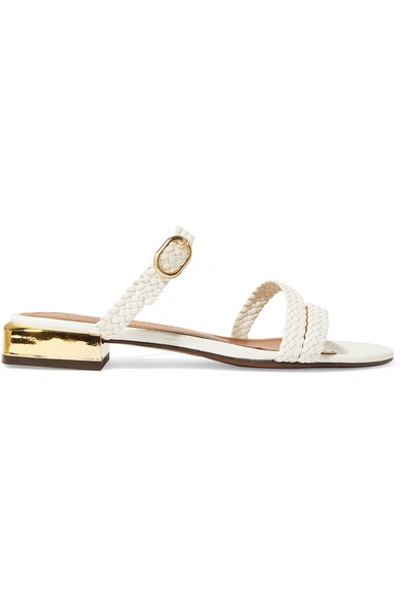 Souliers Martinez Granada Braided Leather Sandals In White