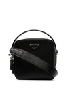 Prada Logo Messenger Bag In F0002 Black