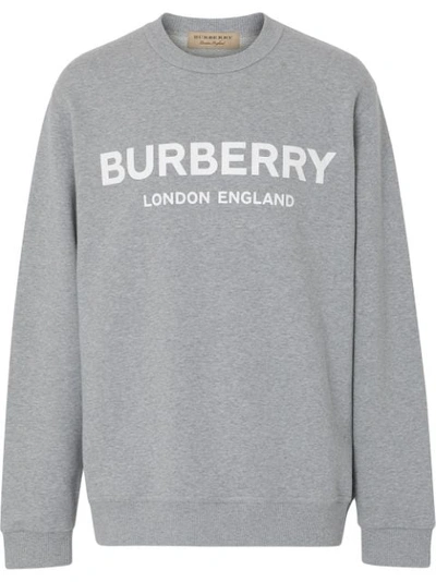 Burberry Men's Lanslow Logo Graphic Cotton Sweatshirt In Light Grey