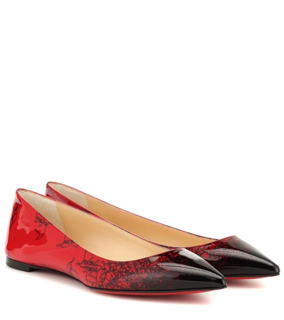Christian Louboutin Ballalla Patent Leather Ballet Flats In Red