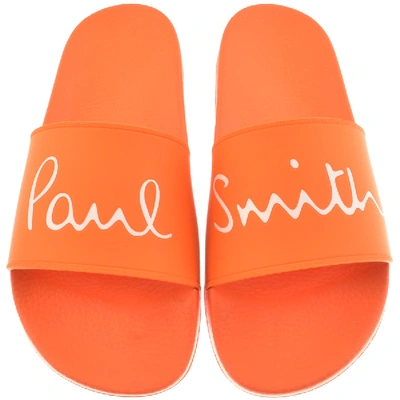 Paul Smith Men's Ruben Signature Slide Sandals In Orange