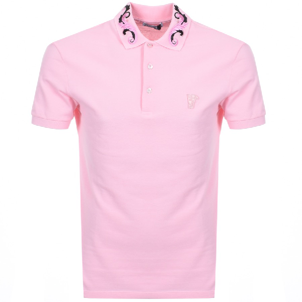 Versace Collar Polo T Shirt Pink | ModeSens