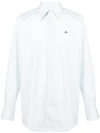 Vivienne Westwood Long Sleeved Poplin Shirt White In Blue