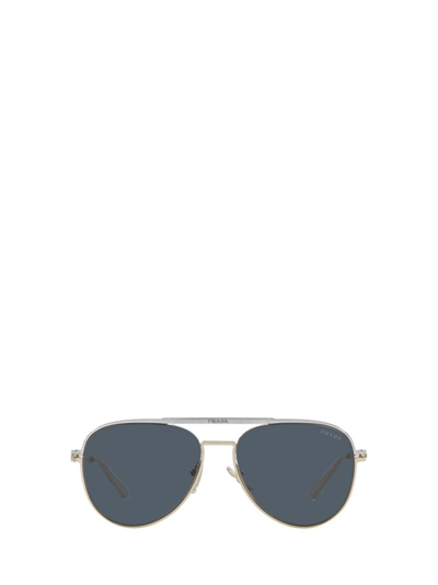 Prada Linea Rossa Aviator Sunglasses Silver In Polarized Grey Gradient