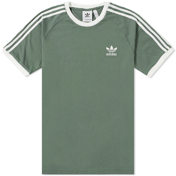 adidas originals california 3 stripe t shirt green