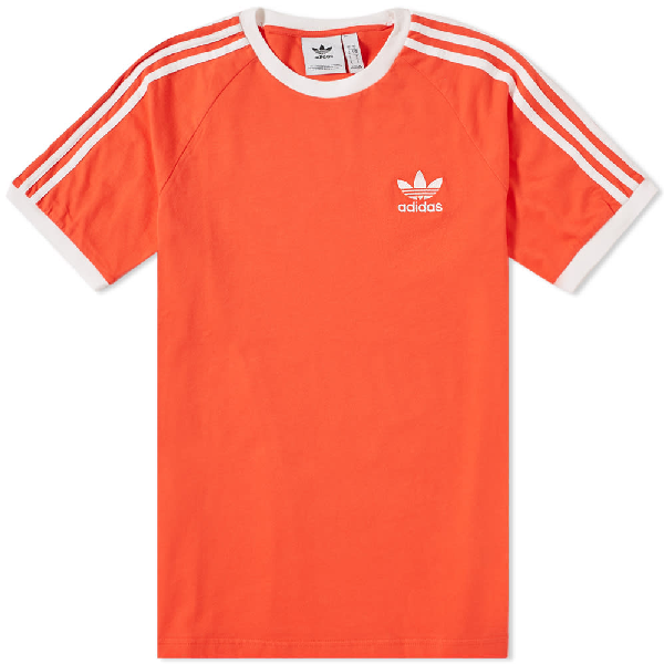 red adidas three stripe t shirt