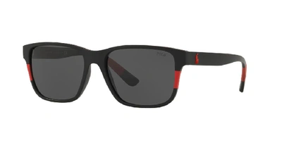 Ralph Lauren Polo Player Sunglasses Black In Grey-black