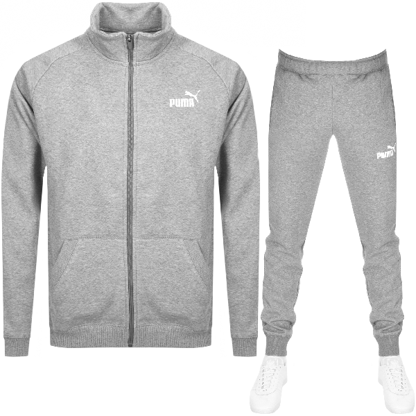 grey and white puma tracksuit