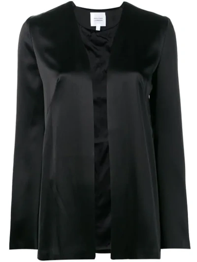 Galvan Collarless Satin Evening Jacket In Black