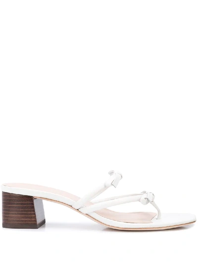 Loeffler Randall Jean Bow-embellished Leather Mules In White