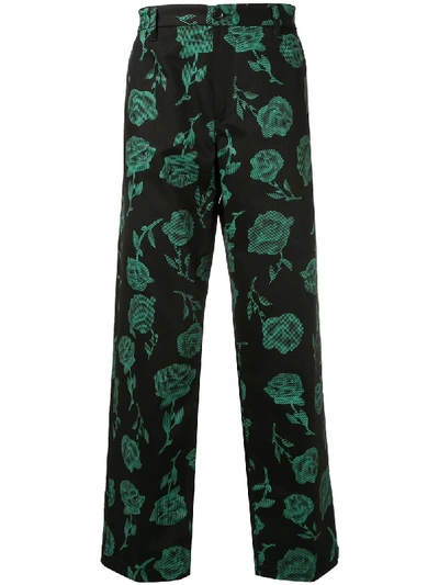 Aries Rose Print Trousers - Black