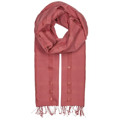 Eileen Fisher Rose Checked Cotton-blend Scarf In Red And White