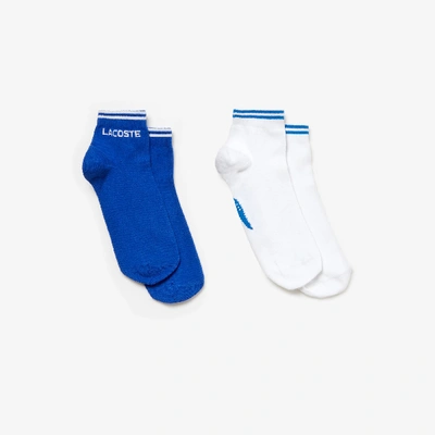 Lacoste Men's Two-pack Of  Tennis Low-cut Socks In Jacquard Jersey In Blue / White