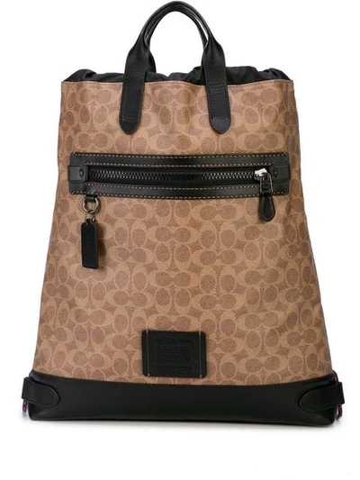 Coach Academy Drawstring Backpack In Brown