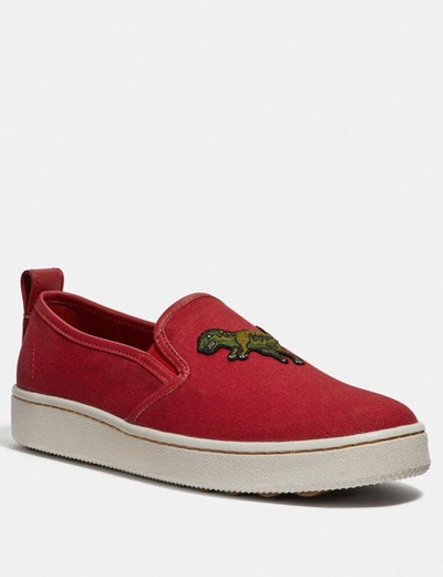 Coach C115 Slip On In Red - Size 10.5d In Rexy Red