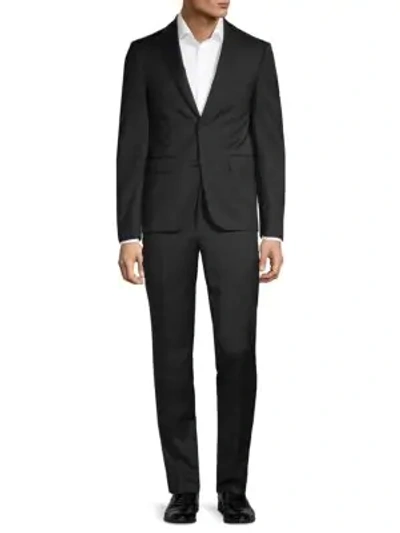 Calvin Klein Slim-fit Wool Suit In Black Bordeaux