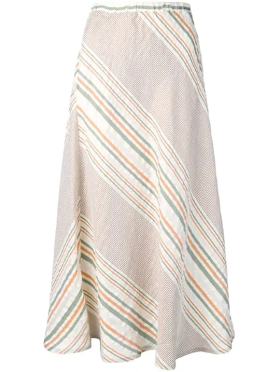 Roberto Collina Striped Midi Skirt In Beige