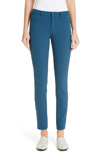 Lafayette 148 Mercer Acclaimed Stretch Mid-rise Skinny Jeans In Empress Teal