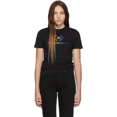 Balenciaga Black Oversized Rainbow Bb T-shirt In 1000 Black | ModeSens