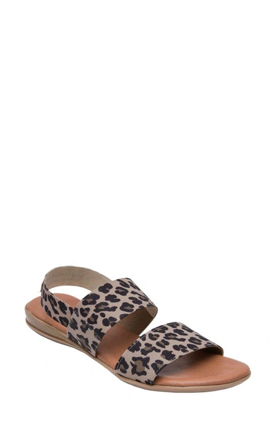 Andre Assous Nigella Flat Sandal In Leopard Print Fabric