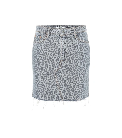Grlfrnd Blaire Leopard Print Denim Skirt