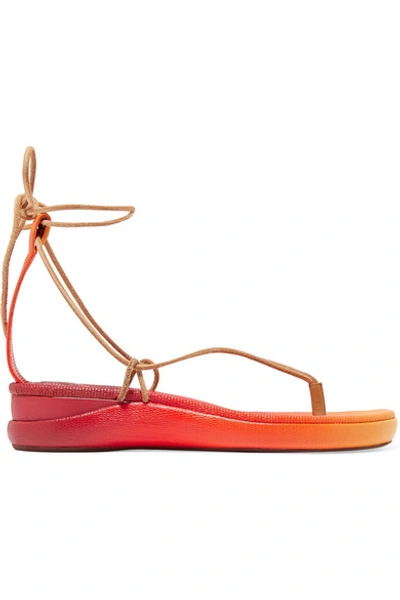 Chloé Wave Dégradé Lizard-effect Leather Sandals In Red