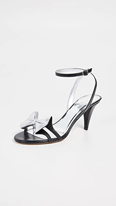 Isabel Marant Adree Bow-trim Leather Sandals In Black/silver