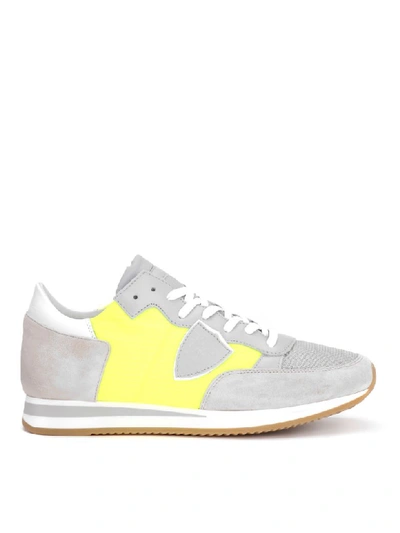Philippe Model Tropez Yellow Suede And Fabric Sneaker In Grigio