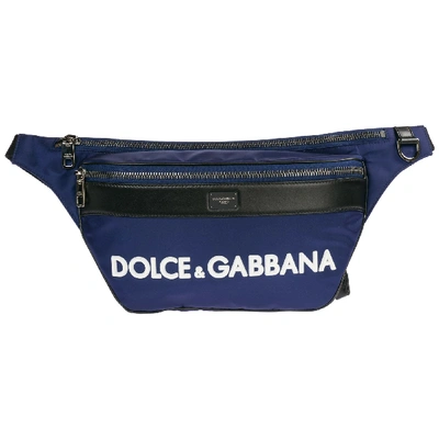Dolce & Gabbana Street Bum Bag In Blu Scuro / Bianco