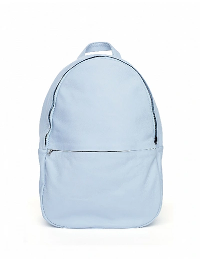 Isaac Reina Ultra Soft Blue Leather Backpack In White