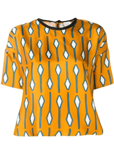 Alysi Loose Patterned T-shirt - Yellow