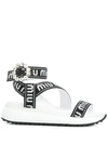 Miu Miu Logo Flat Sandals In Black